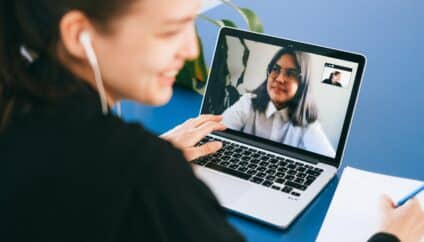 A recruiter at Accountability Resources interviews a job candidate virtually.